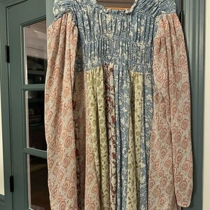 Free people - Boho Patchwork Maxi Dress in Blue, Coral & Olive